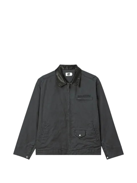 izzue contrast-collar logo-embroidered jacket
