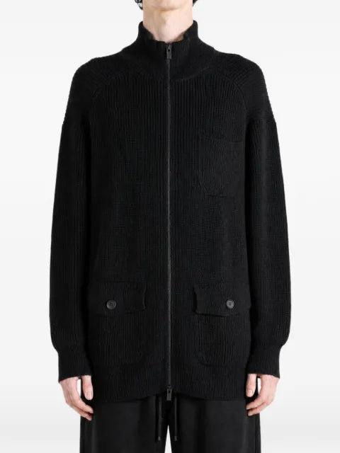 Yohji Yamamoto ribbed-knit zip-up cardigan